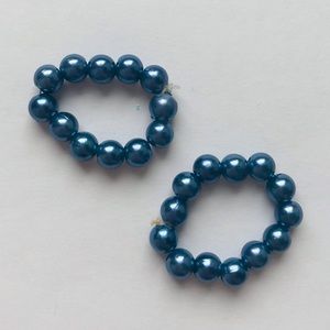 Handmade Dark Blue Pearl Beaded Ring